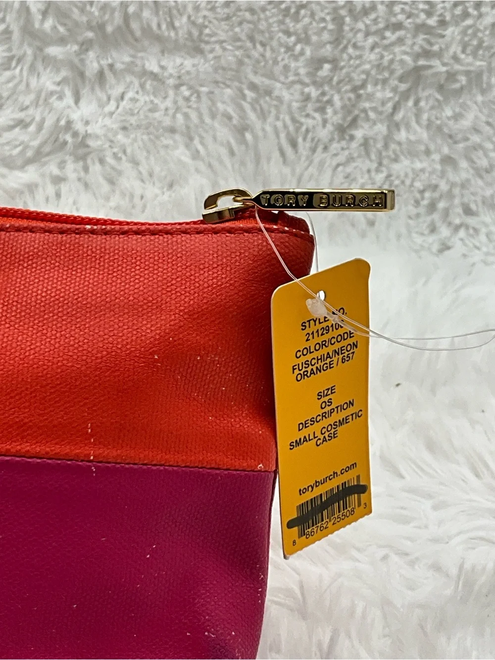 Tory Burch Orange and Red Colorblock Cosmetic Case NWT w/ Storage Wear